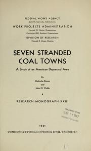 Cover of: Seven stranded coal towns: a study of an American depressed area