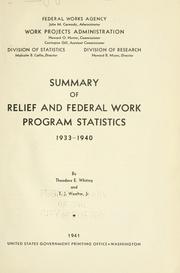 Cover of: Summary of relief and federal work program statistics, 1933-1940