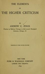 Cover of: The elements of the higher criticism