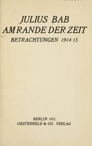 Cover of: Am Rande der Zeit: Betrachtungen 1914/15.