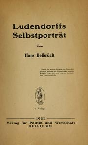 Cover of: Ludendorffs selbstporträt by Hans Delbrück