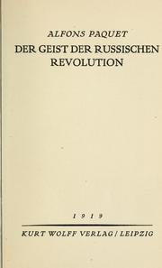 Cover of: Der geist der russischen revolution.
