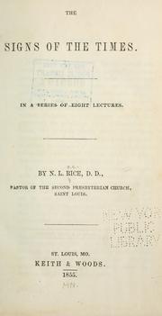 Cover of: The signs of the times.: In a series of eight lectures.