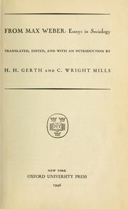 Cover of From Max Weber; essays in sociology