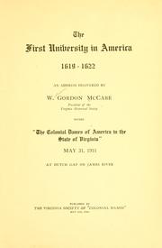 Cover of: The first university in America, 1619-1622