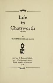 Cover of: Life in Chatsworth, 1865-1885