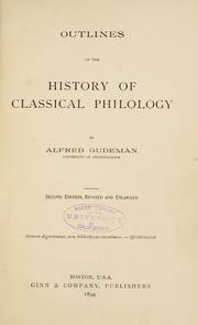 Cover of: Outlines of the history of classical philology