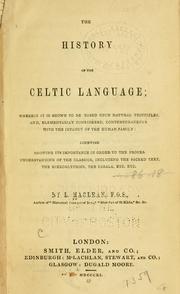 Cover of: The history of the Celtic language by Maclean, Lachlan.