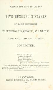 Five hundred mistakes of daily occurrence in speaking by Walton Burgess