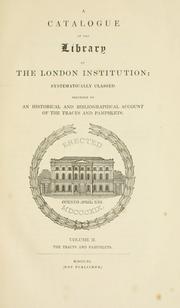 Cover of: catalogue of the library of the London Institution | London Institution. Library.