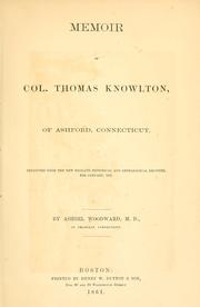 Memoir of Col. Thomas Knowlton by Ashbel Woodward