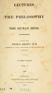 Lectures on the philosophy of the human mind by Brown, Thomas