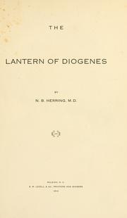 The lantern of Diogenes by Needham Bryan Herring