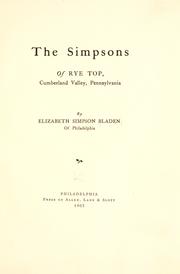 Cover of: The Simpsons of Rye Top, Cumberland Valley, Pennsylvania