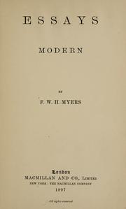 Cover of: Essays, modern by Frederic William Henry Myers