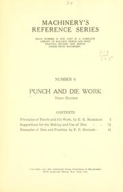 Cover of: Punch and die work.