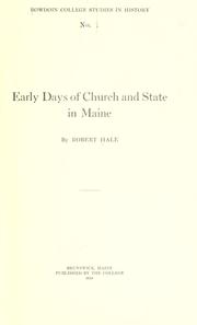 Cover of: Early days of church and state in Maine