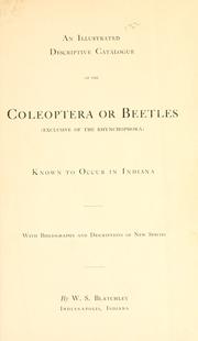 Cover of: On the Coleoptera known to occur in Indiana by Willis Stanley Blatchley