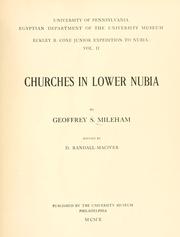 Cover of: Churches in lower Nubia by Geoffrey S. Mileham, Geoffrey S. Mileham