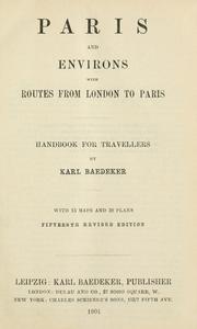 Cover of: Paris and environs: with routes from London to Paris : handbook for travellers