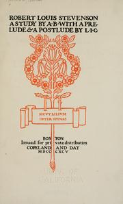 Cover of: Robert Louis Stevenson: a study