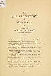 Cover of: The Jewish cemetery at Orangeburg, S.C.