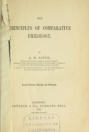 Cover of: The principles of comparative philology.