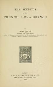 Cover of: The skeptics of the French renaissance by Owen, John