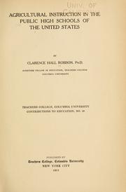 Cover of: Agricultural instruction in the public high schools of the United States