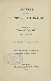 Cover of: Lectures on the history of literature