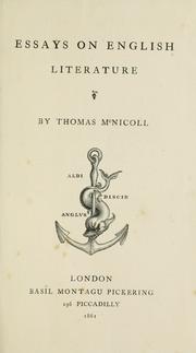 Cover of: Essays on English literature by Thomas McNicoll, Thomas McNicoll