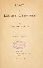 Cover of: Essays on English literature | Edmond Henri Adolphe Scherer