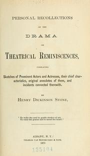 Cover of: Personal recollections of the drama by Henry Dickinson Stone