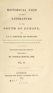 Cover of: Historical view of the literature of the south of Europe by Jean-Charles-Léonard Simonde Sismondi