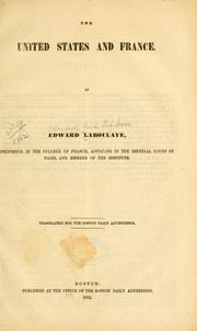 Cover of: The United States and France