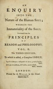 Cover of: enquiry into the nature of the human soul | Andrew Baxter
