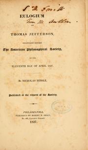 Cover of: Eulogium on Thomas Jefferson