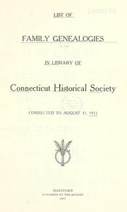 List of family genealogies in Library of Connecticut Historical Society by Connecticut Historical Society. Library.
