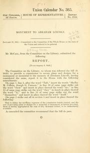 Cover of: Monument to Abraham Lincoln ...: Report. <To accompany S. 9449>