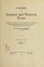 Cover of: A history of central and western Texas