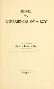 Sequel to Experience of a boy by Edmund F. Hartshorn