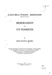 Cover of: Costa Rica-Panama arbitration: memorandum on Uti possidetis