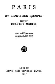 Cover of: Paris by Menpes, Mortimer