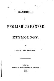 Cover of: Handbook of English-Japanese etymology by William Imbrie