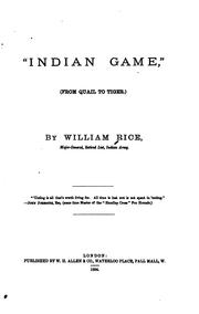 Cover of: "Indian game," by William Rice