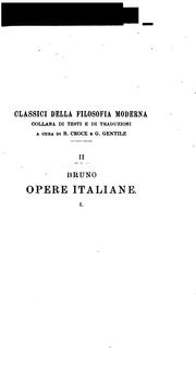 Cover of: Opere italiane by Giordano Bruno