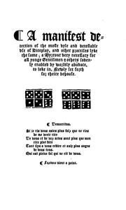 A manifest detection of the most vyle and detestable use of dice play by Gilbert Walker