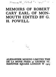 Cover of: Memoirs of Robert Cary, earl of Monmouth
