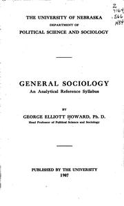 Cover of: General sociology: an analytical reference syllabus