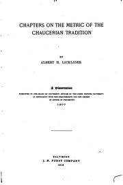 Cover of: Chapters on the metric of the Chaucerian tradition